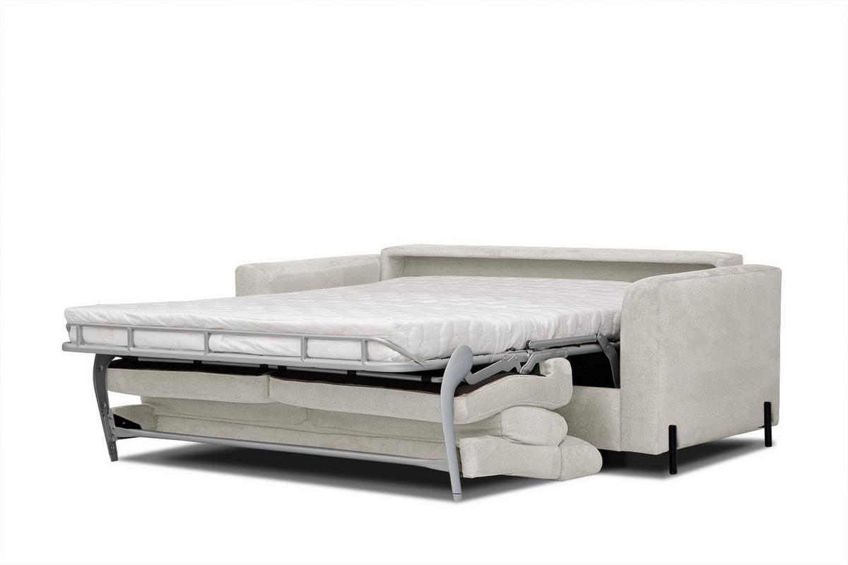 SOFA MEZO 3-Sitzer mit Schlaffunktion, ecru - Ecru/Schwarz, Holz/Textil (232/90/107cm) - Wozimo