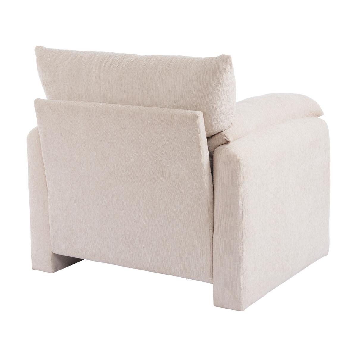 SESSEL Chenille Beige 96 cm Lounge Sessel mit Armlehnen und breiter Sitzfläche für Wohnzimmer - Beige, Textil (96/84/82cm) - Urban Meuble