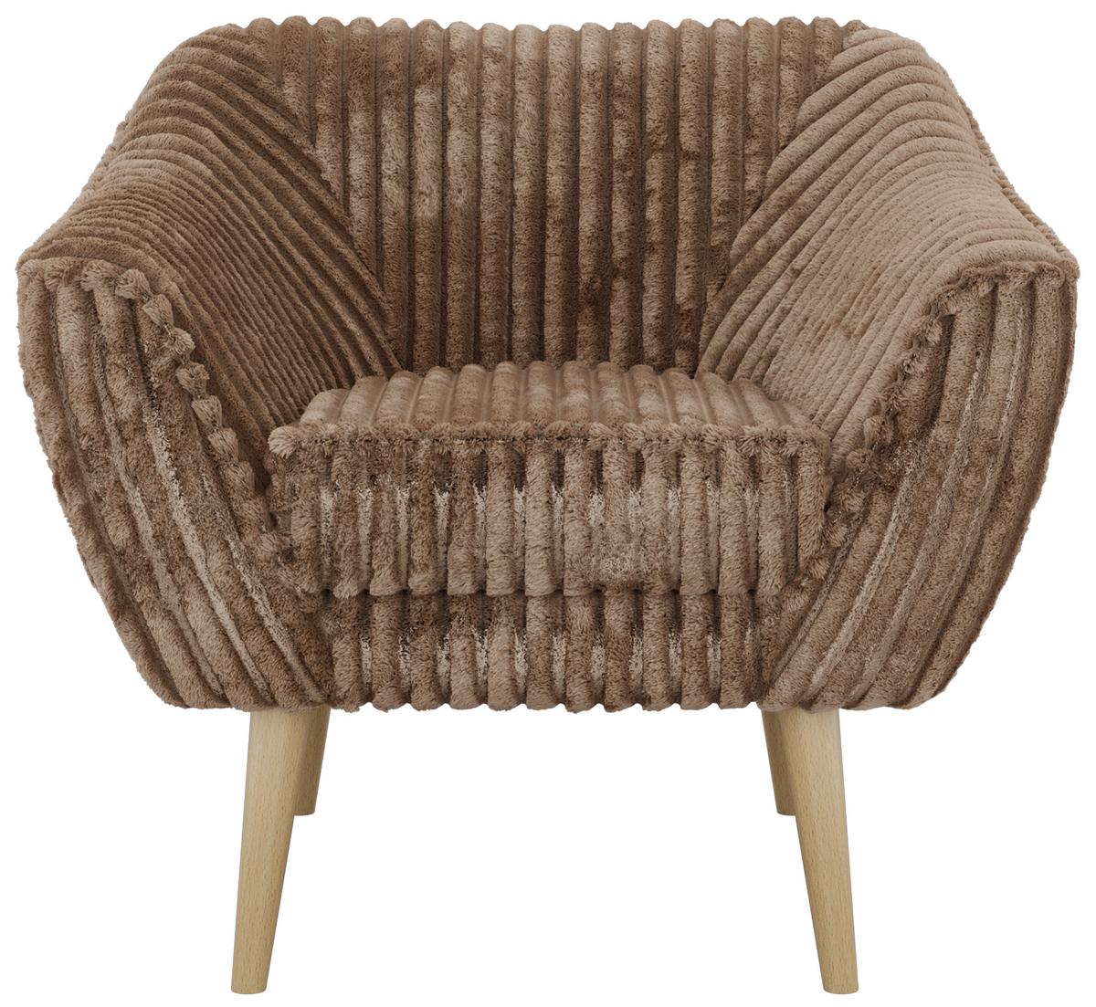 SESSEL PIRS - Braun Cord - Holzbeine - Buchefarben/Braun, Holzwerkstoff/Textil (80/75/74cm) - MKS