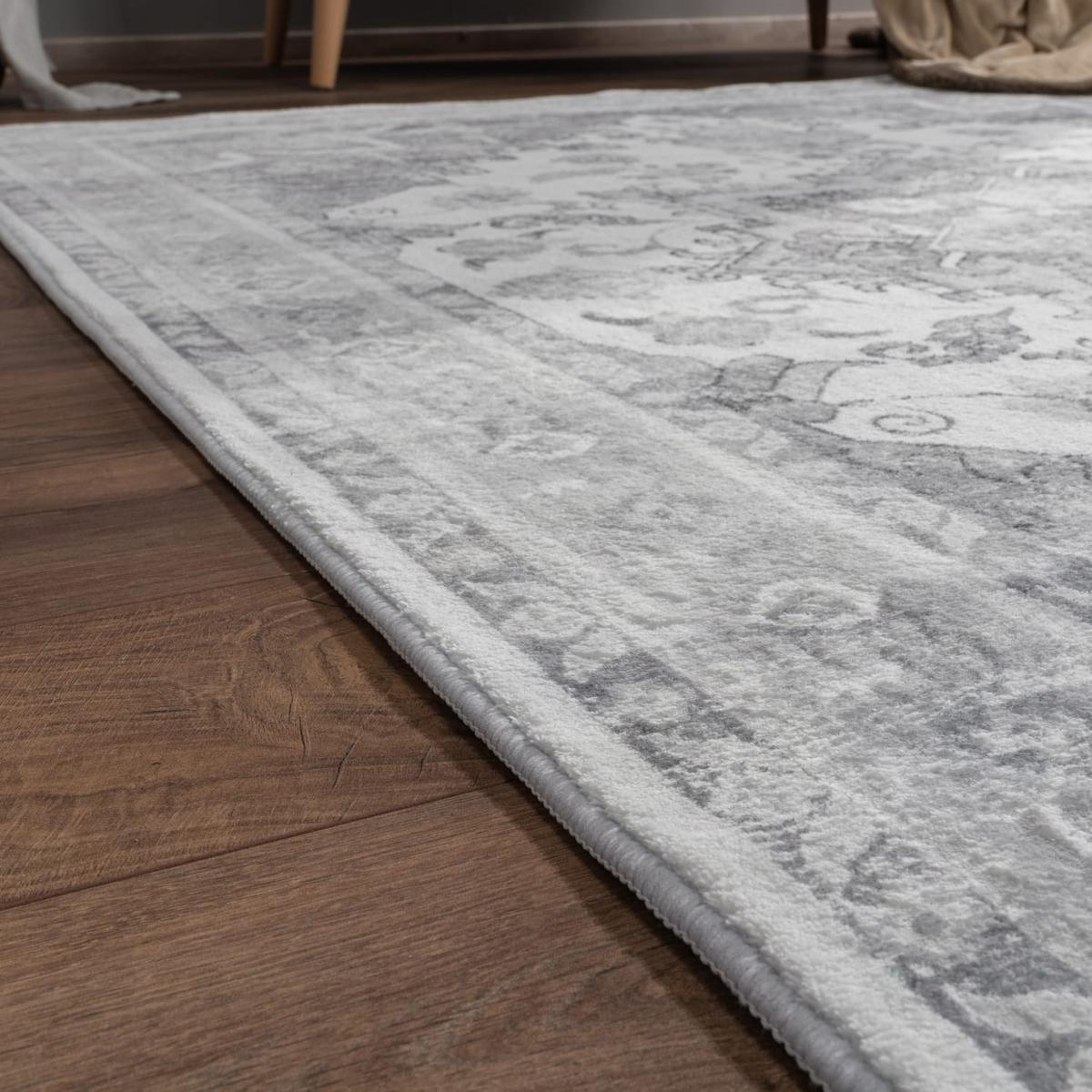 KURZFLORTEPPICH Waschbar, orientalisch im Vintage-Stil, Grau, 80 x 150 cm - Grau, Textil (150/80cm) - KADIMA DESIGN