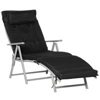 SONNENLIEGE, klappbar mit Kissen, Metall+Stoff, Schwarz, 137 x 63,5 x 100,5 cm - Multicolor, Metall (63.5/100.5/137cm) - Outsunny