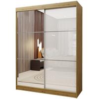 SCHWEBETÜRENSCHRANK VITALE 150/216/61 cm 2-türig mit Spiegel Eiche Artisan - Weiß/Eiche Artisan, Holzwerkstoff (150/216/61cm) - MASSENO