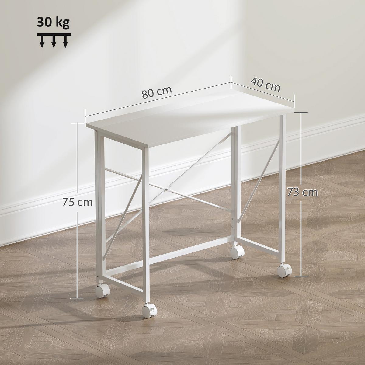 SCHREIBTISCH aus MDF Stahl Weiß - Weiß, Holzwerkstoff (80/40/75cm) - HOMCOM
