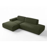 ECKSOFA L Form Didim Duo Grün 288/162/80 cm – stilvolle kleine Eckcouch Links - Schwarz/Grün, Kunststoff/Textil (288/162cm) - AX Living