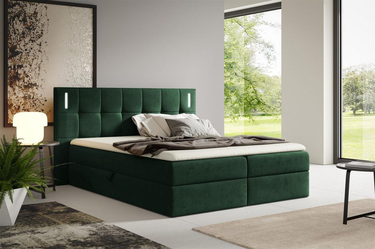 BOXBETT Martim Premium - Grün, Holzwerkstoff/Textil (160/200cm) - Fun Möbel
