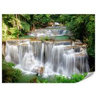 FOTOTAPETE für Esszimmer Panorama Waldwasserfall Bäume Pflanzen Natur 350x256 - Beige/Braun, Papier (350/256cm) - Muralo