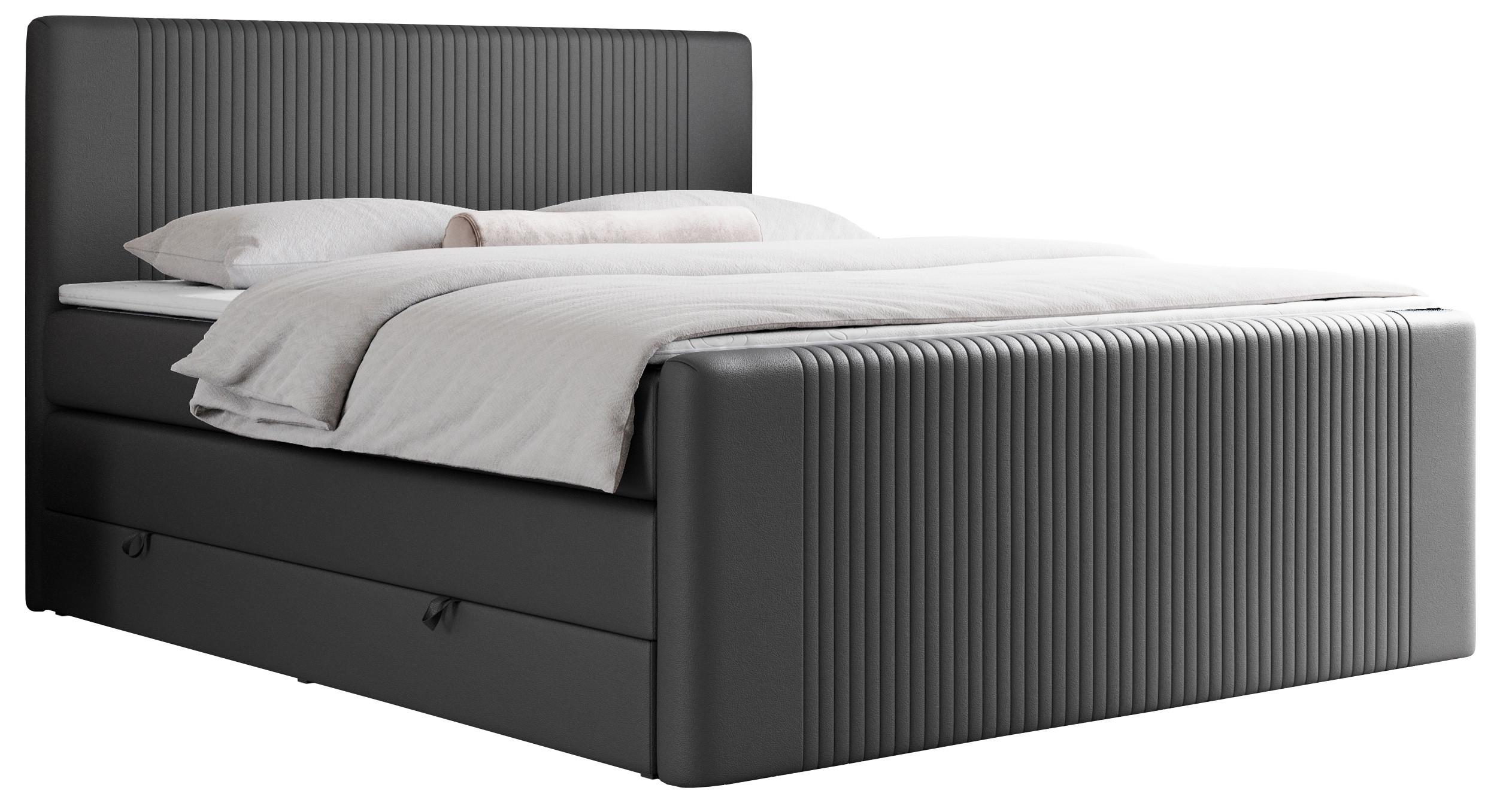 BOXSPRINGBETT KING DOREN 200/200 Dunkelgrau Kunstleder - H3 - Dunkelgrau, Holz/Textil (200/200cm) - MKS