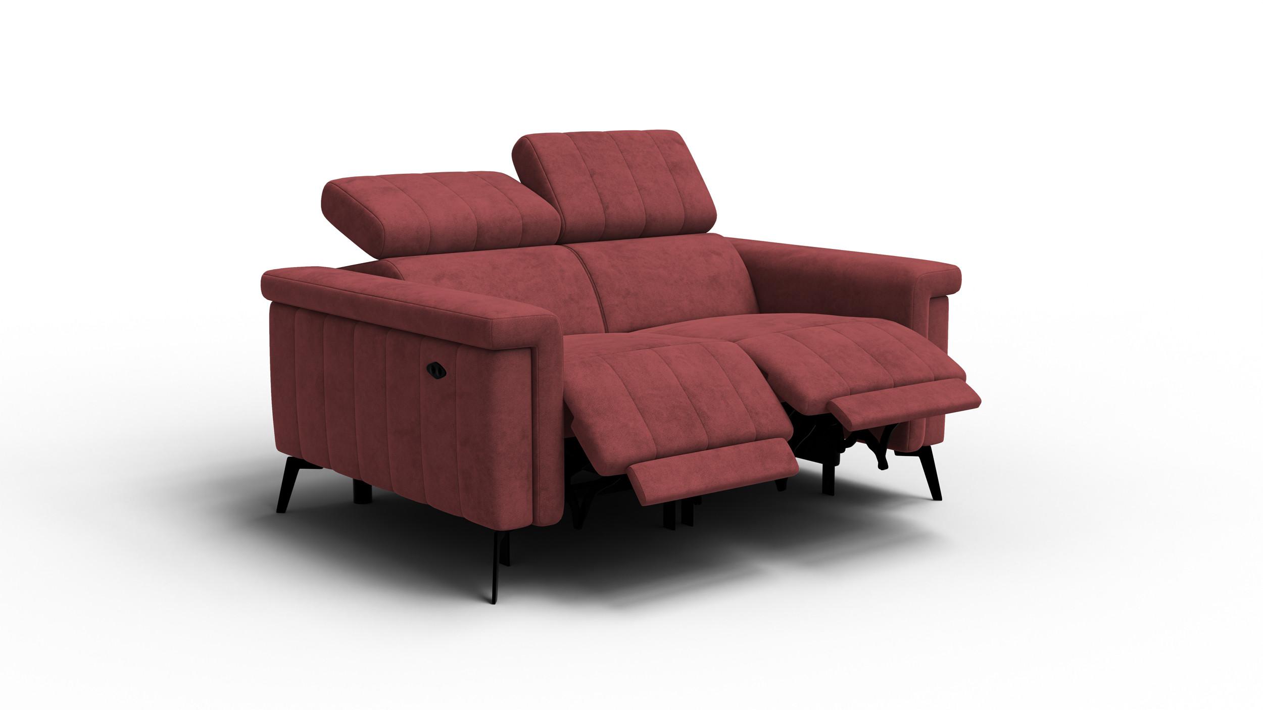 RELAXSOFA NORDEL 2-Sitzer, bordeaux - Bordeaux/Schwarz, Holz/Textil (150/80/105cm) - Wozimo