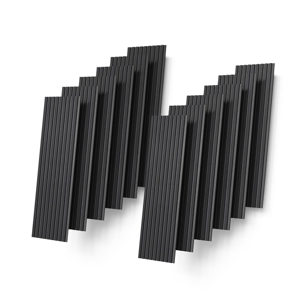 WANDPANEELE Grivola Schwarz 12 Stück - Schwarz, Holzwerkstoff (120/40/1.8cm) - Livinity®