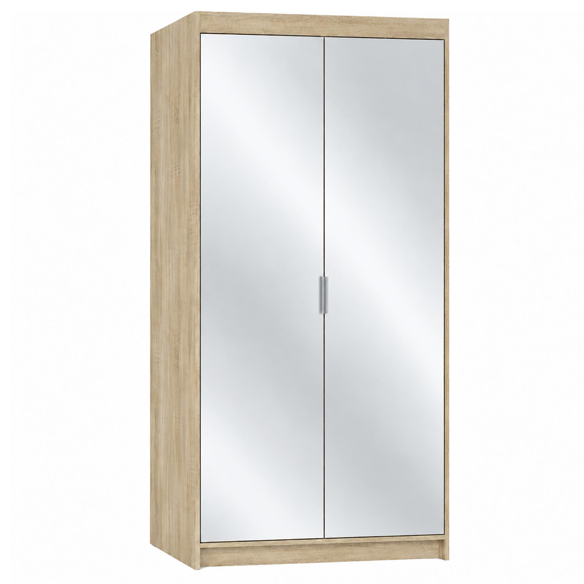DREHTÜRENSCHRANK Elena mit 2 Türen und 2 Spiegel, 90 cm, Sonoma Eiche - Sonoma Eiche, Holzwerkstoff (90/190/53cm) - Beautysofa