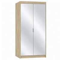 DREHTÜRENSCHRANK Elena mit 2 Türen und 2 Spiegel, 90 cm, Sonoma Eiche - Sonoma Eiche, Holzwerkstoff (90/190/53cm) - Beautysofa