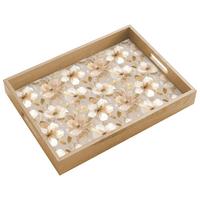 TABLETT Blumen - künstlerisch - Gold 40x30 cm - Beige, Holz (40/5/5cm) - OnlyWow