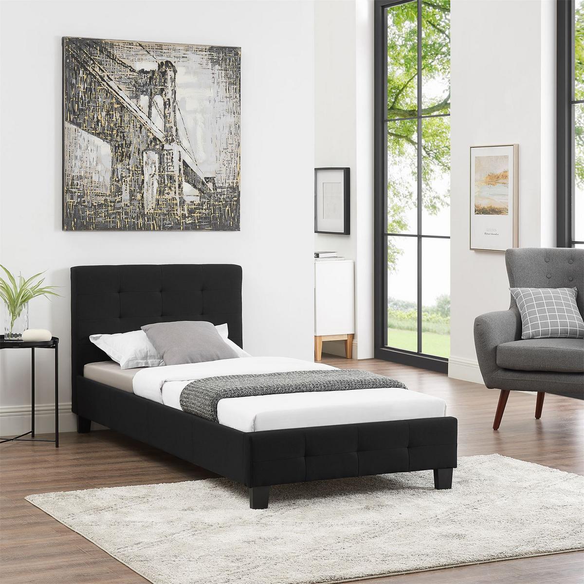 POLSTERBETT OHIO 90x200 cm schwarz - Schwarz, Textil (90/200cm) - CARO-Möbel