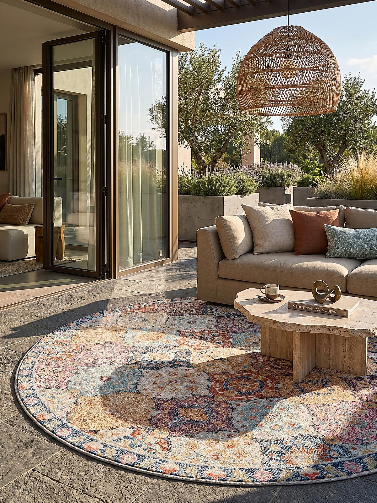 TEPPICH Outdoor Orientalisch LIMMAT Polypropylen Mehrfarbig 120 x 120 cm - Multicolor, Textil (120/120cm) - KADIMA DESIGN