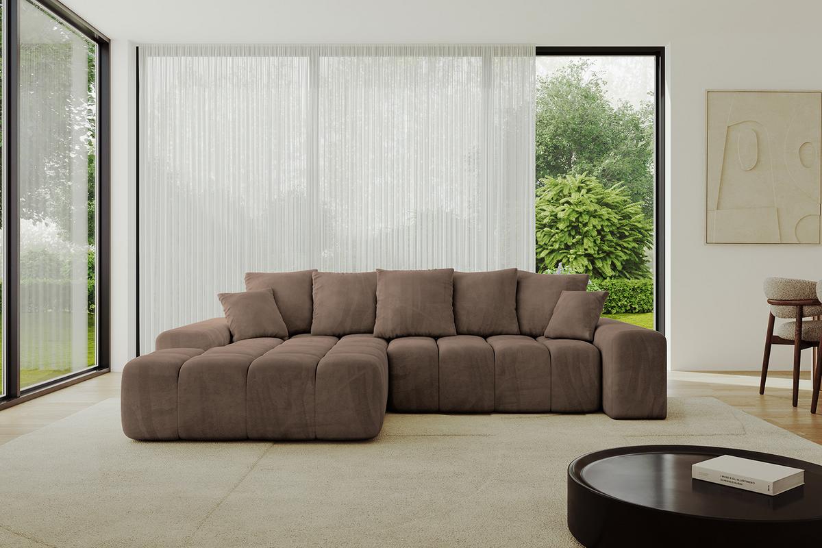ECKSOFA Ottomane Links ENSI-L - 267x164x69 cm Braun - Braun, Holzwerkstoff/Kunststoff (267/164cm) - ALTDECOR