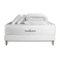 BETT Buckingham Memory-Schaum 160 x 200 cm h1 - Kit Bettgestell Weiß - Mit Kissen und Bettdecke - Beige/Weiß, Karton/Holz (160/200cm) - ROYAL PALACE BEDDING