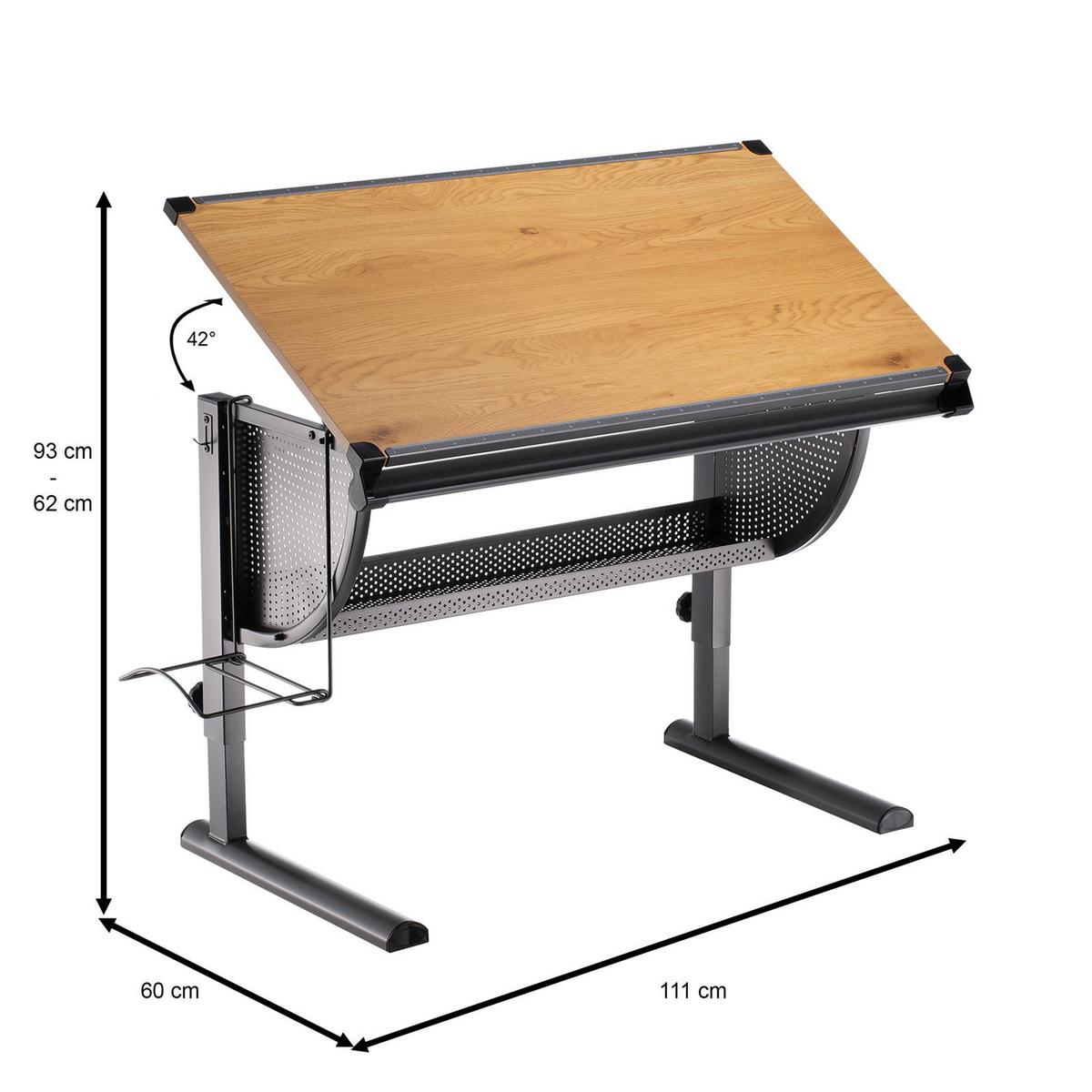 KINDERSCHREIBTISCH SARI - Wildeiche, Holzwerkstoff/Metall (111/93/60cm) - CARO-Möbel