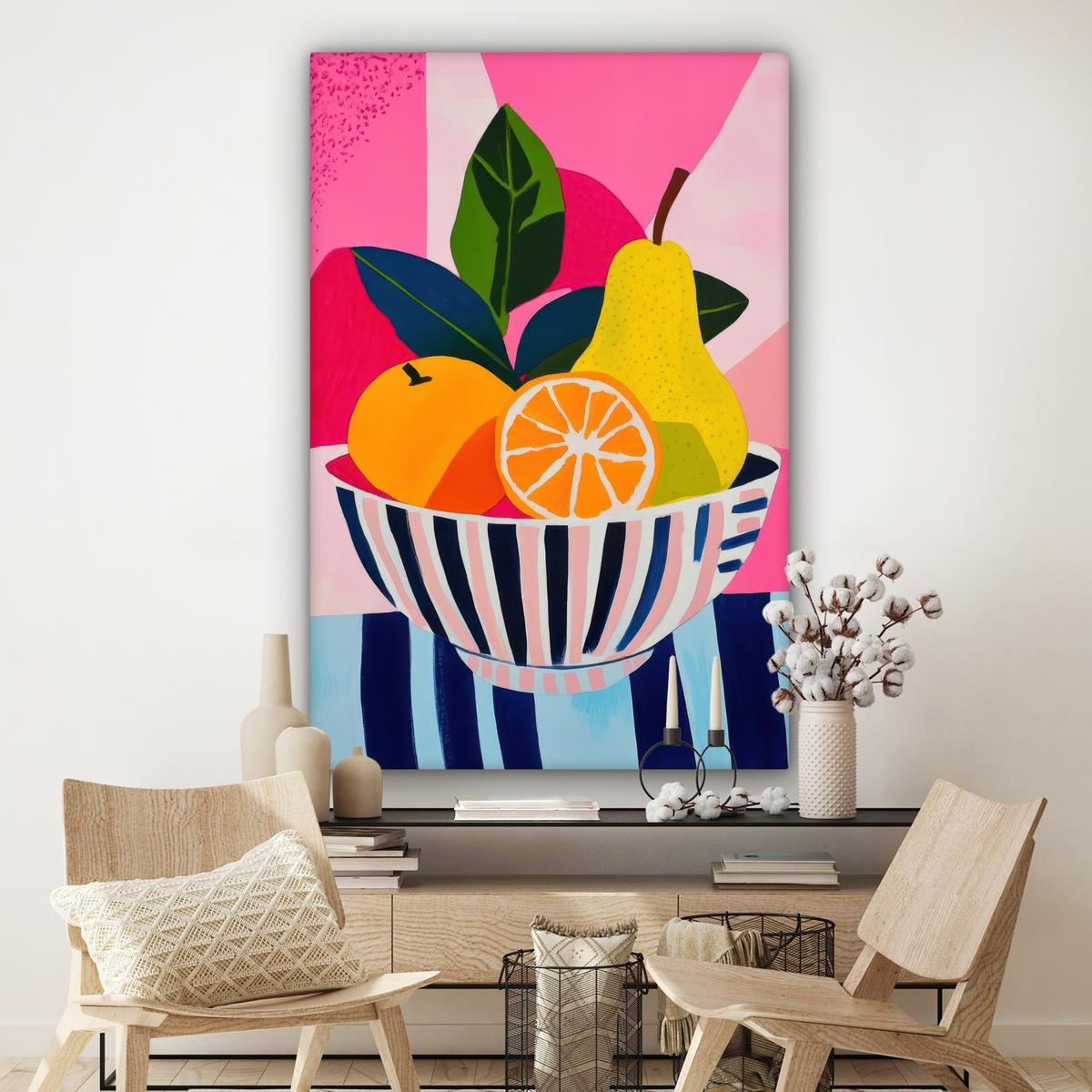 LEINWANDBILD Obst - Abstrakter Hintergrund - Rosa Deko Groß 90x140 cm - Pink, Textil (90/140cm) - MuchoWow