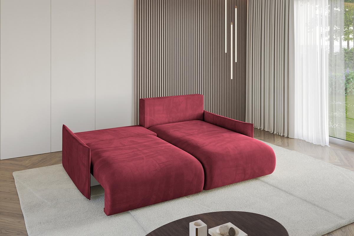 ECKSOFA Ottomane rechts ONESK-L -v1 216x177x72 Bordeauxrot Velours - Bordeaux, Holzwerkstoff/Kunststoff (177/216cm) - ALTDECOR