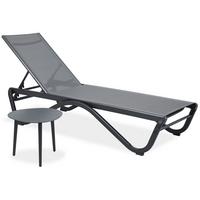 SOMNENLIEGE Marina, 5-stufige Verstellung der Rückenlehne, mit Tisch, Metallrahmen, Grau - Grau, Metall (58/33/133cm) - Beautysofa