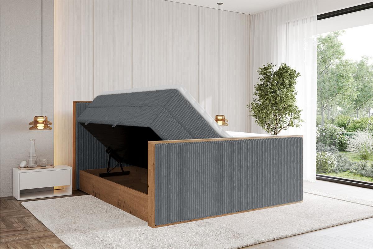 BOXSPRINGBETT LOLLI9 -Z-KING 120x200 - H3/H4 Dunkelgrau - Dunkelgrau, Holzwerkstoff (120/200cm) - ALTDECOR