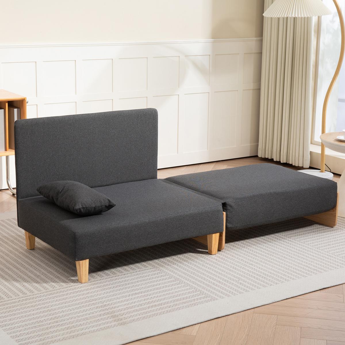 SCHLAFSOFA Seinlus - Dunkelgrau, Holz/Holzwerkstoff (88/47/68cm) - [en.casa]