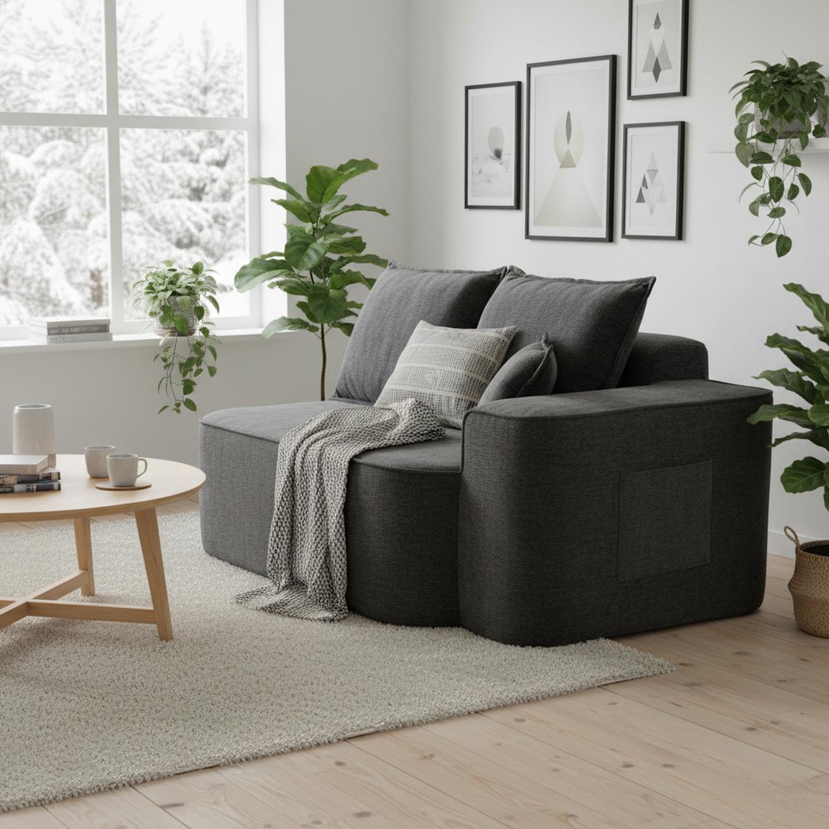 2-SITZER SOFA in Chenille Montagefrei - Dunkelgrau, Textil (150/65/95cm) - Urban Meuble