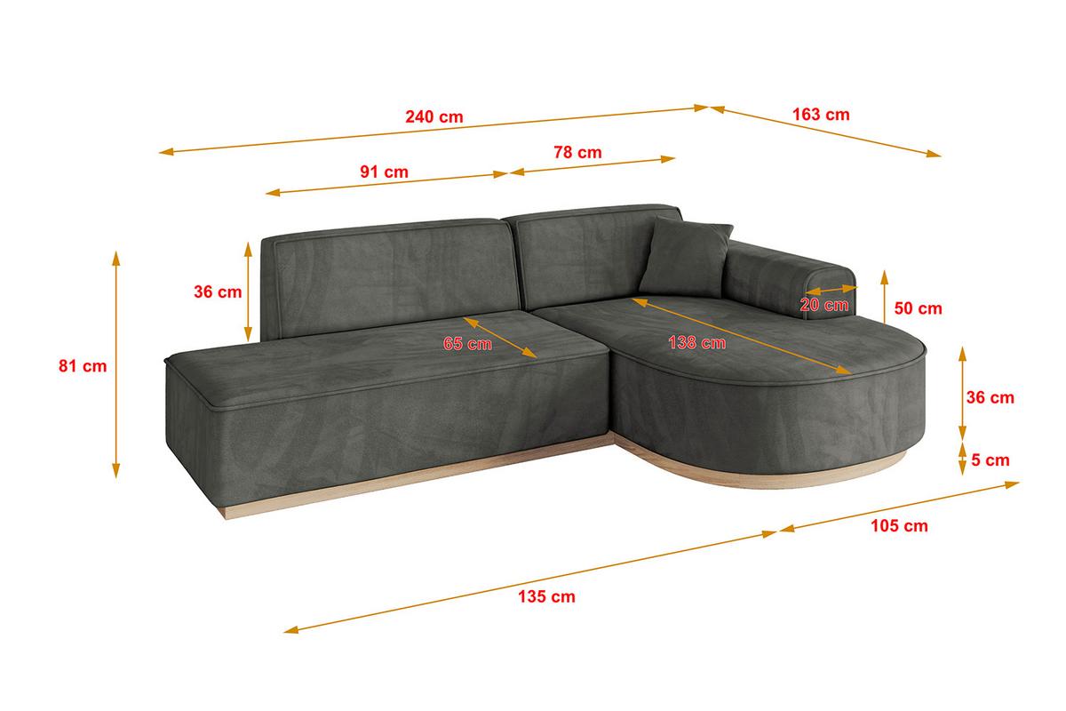 ECKSOFA Ottomane Rechts ARRIO-L1 - 243x171x83 cm Dunkelgrau - Dunkelgrau, Holzwerkstoff/Textil (243/171cm) - ALTDECOR