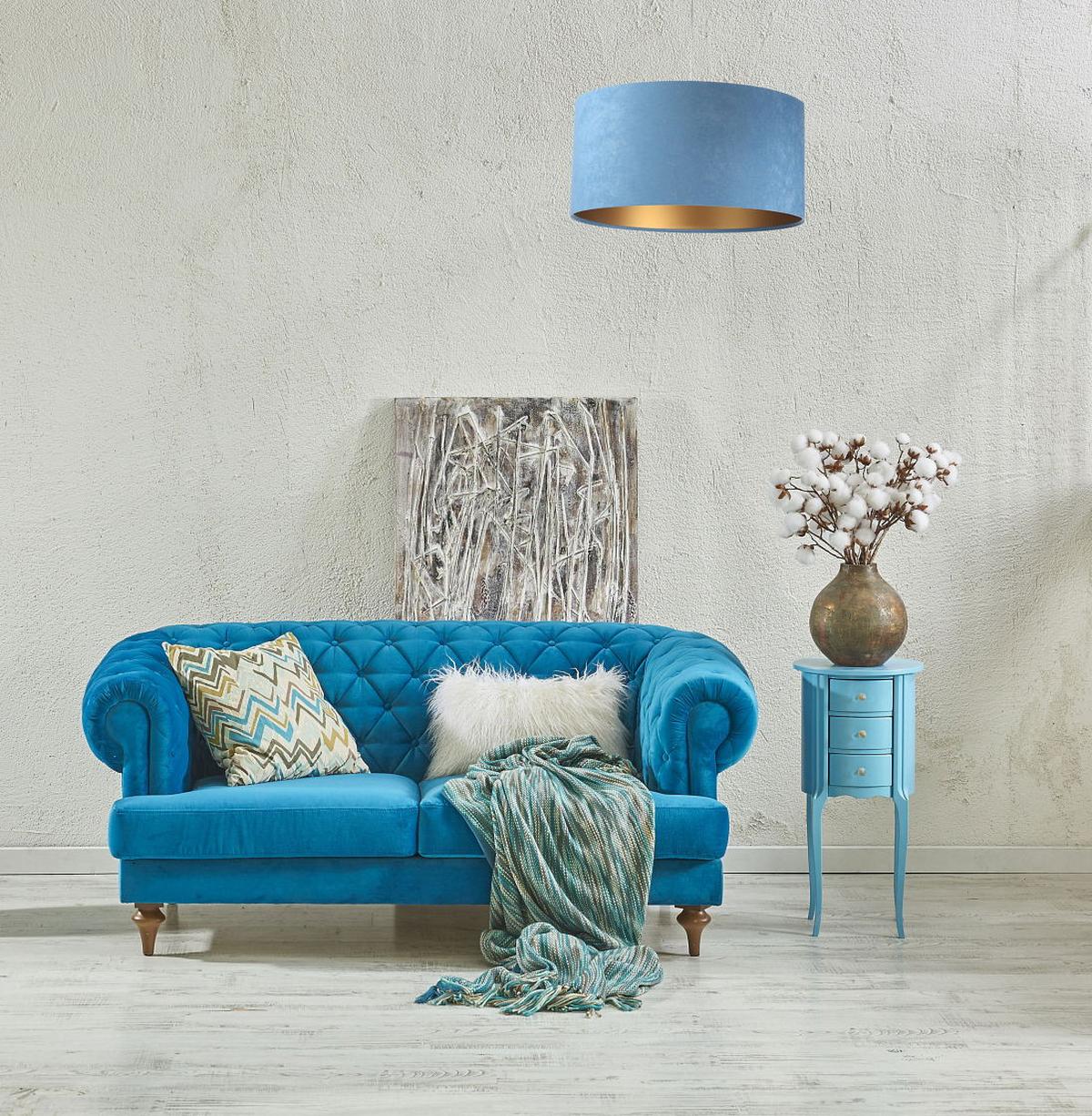 HÄNGELEUCHTE Blau 60/30 cm - Blau/Goldfarben, Kunststoff (60/1.1/30cm) - ONZENO