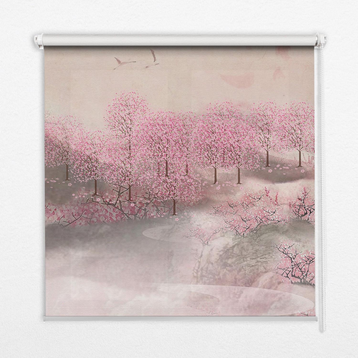INNENROLLO - Fensterrollo - Rollo - 80x140 cm - Kirschblütengarten - Grau, Kunststoff (80/140/0.5cm) - TULUP