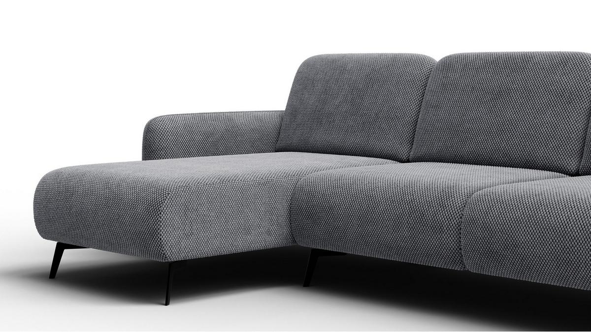 ECKSOFA FEBE 4-Sitzer links, grau - Schwarz/Grau, Holz/Textil (264/157cm) - Wozimo