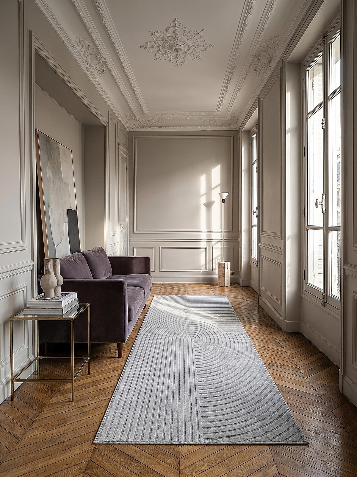 TEPPICHLÄUFER Geometrisch ERESMA Polyester Grau 80 x 300 cm - Grau, Textil (80/300cm) - KADIMA DESIGN