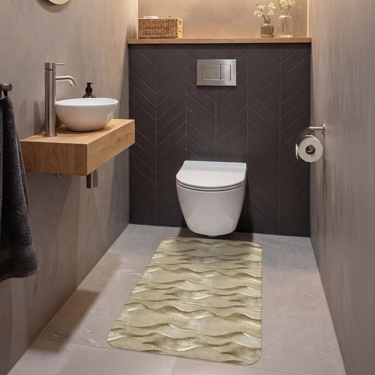 WC-VORLEGER Wellen - Muster - Gold Toilettenvorleger 60x90 cm - Messingfarben, Textil (60/1cm) - OnlyWow