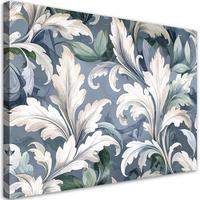 BILDER, Weiße Akanthusblätter Lorbeerblätter Pflanzen Natur - Blau, Textil (120/80cm) - Feeby