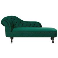 CHAISELONGUE Samtstoff grün linksseitig Nimes - Schwarz/Grün, Textil (170/79/61cm) - Beliani