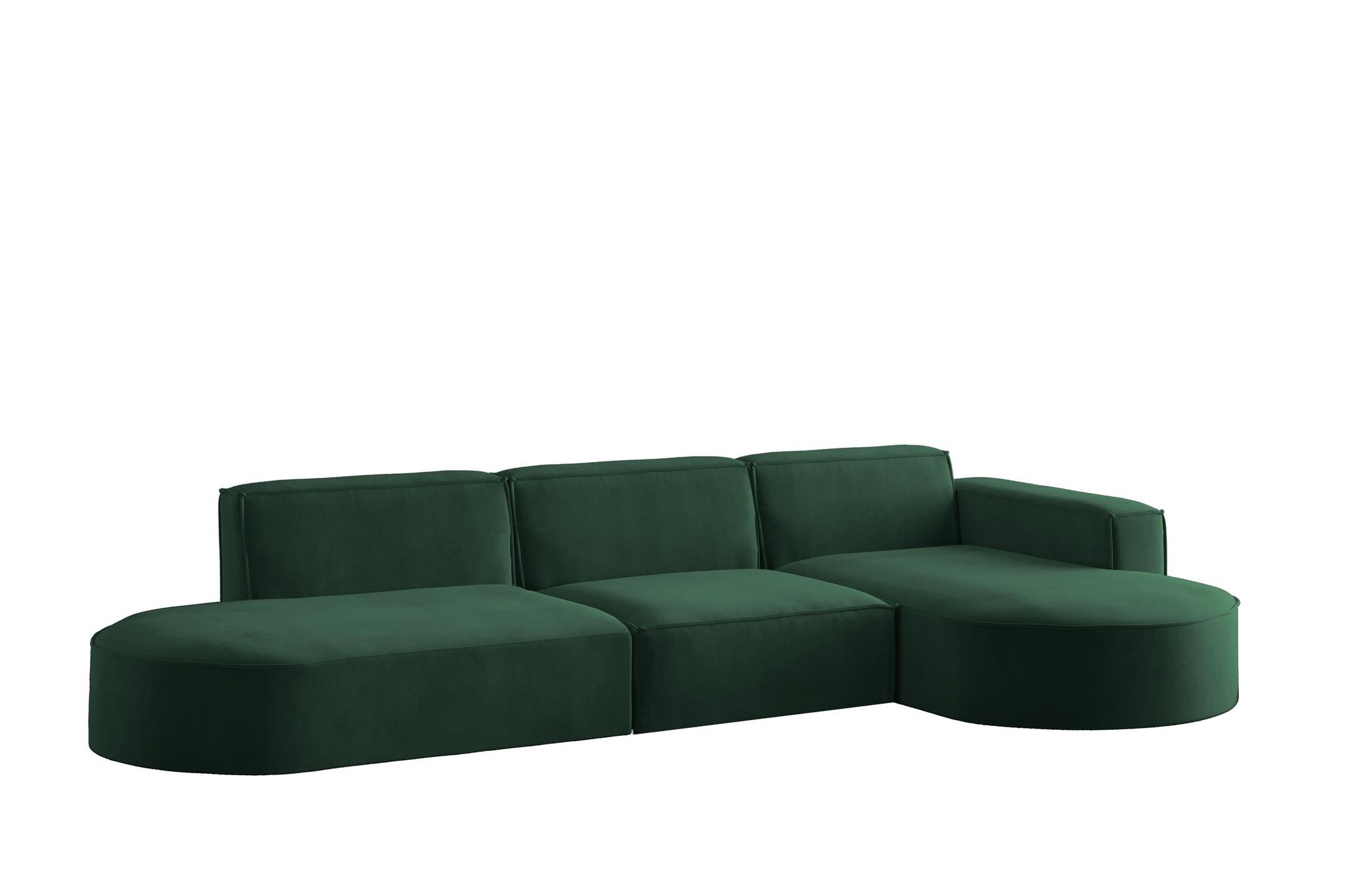 ECKSOFA Palma In Noel - Grün, Holzwerkstoff/Textil (296/165cm) - Fun Möbel