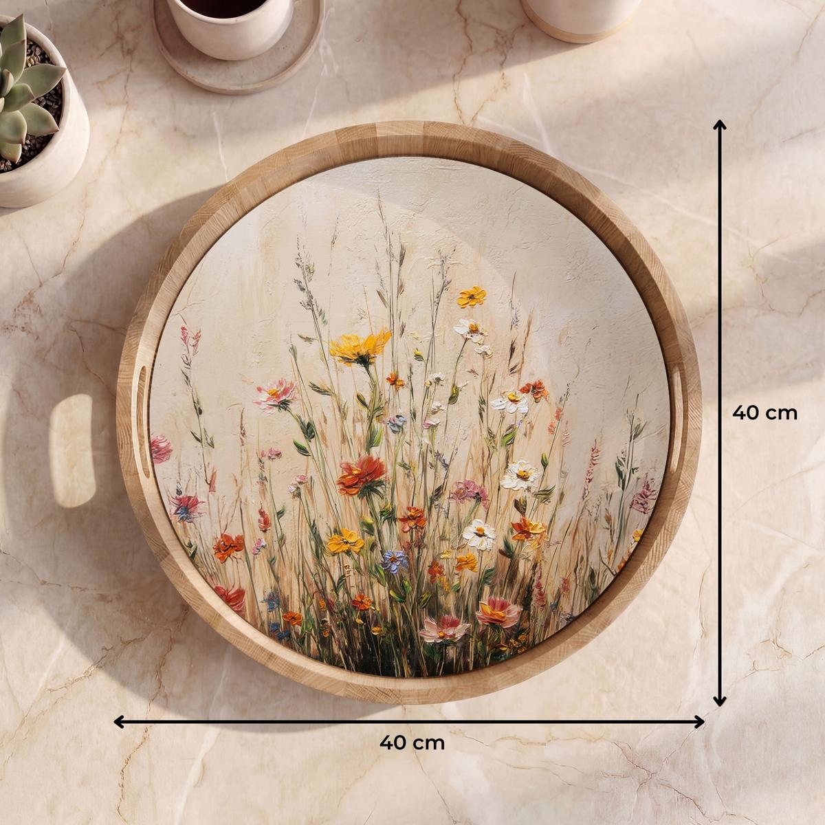 TABLETT Wildblumen - Pinselstriche - Ruhig 40x40 cm - Multicolor, Holz (40/5/5cm) - OnlyWow
