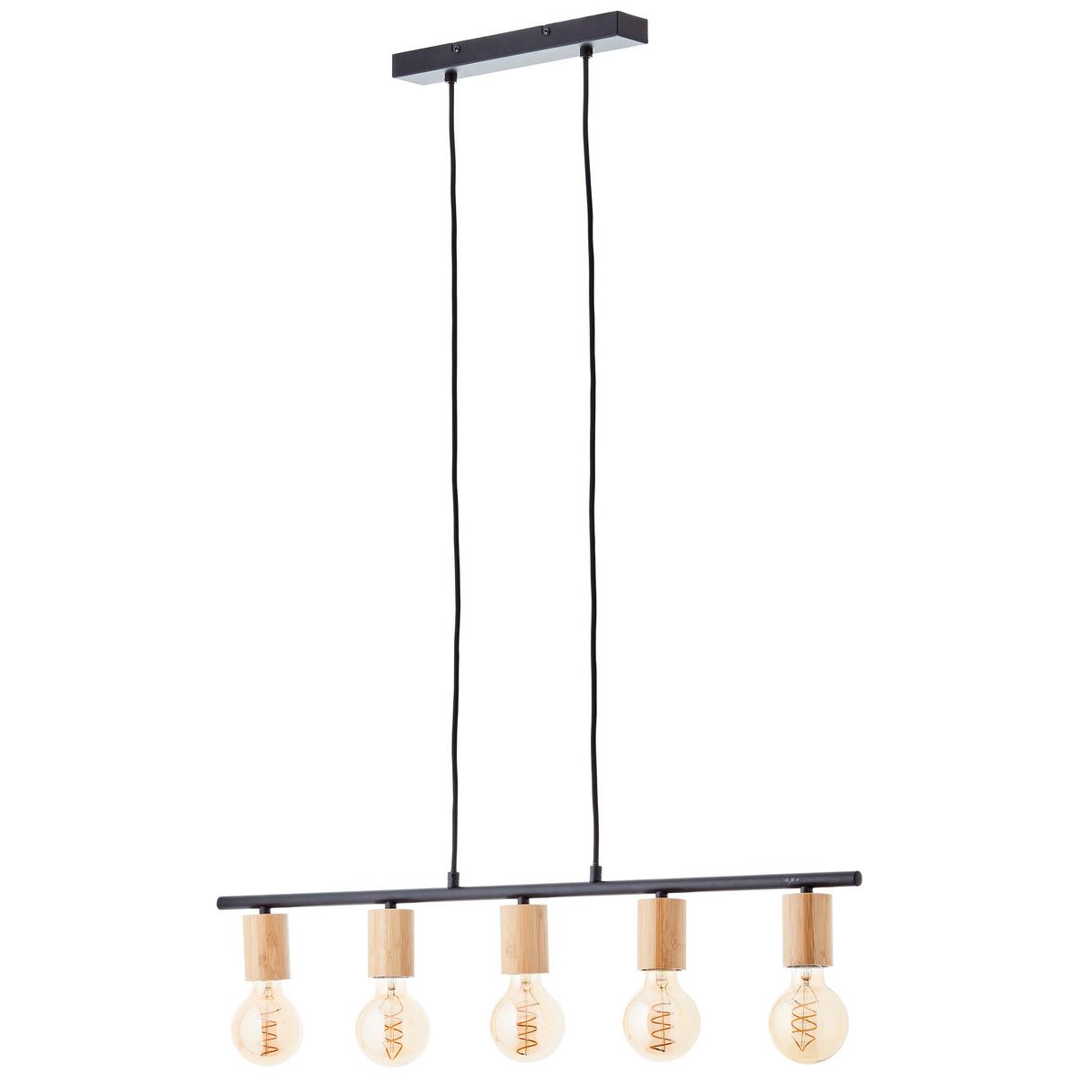 PENDELLEUCHTE Kerry 99713/76 - Schwarz, Holz (5/80/113cm) - Brilliant