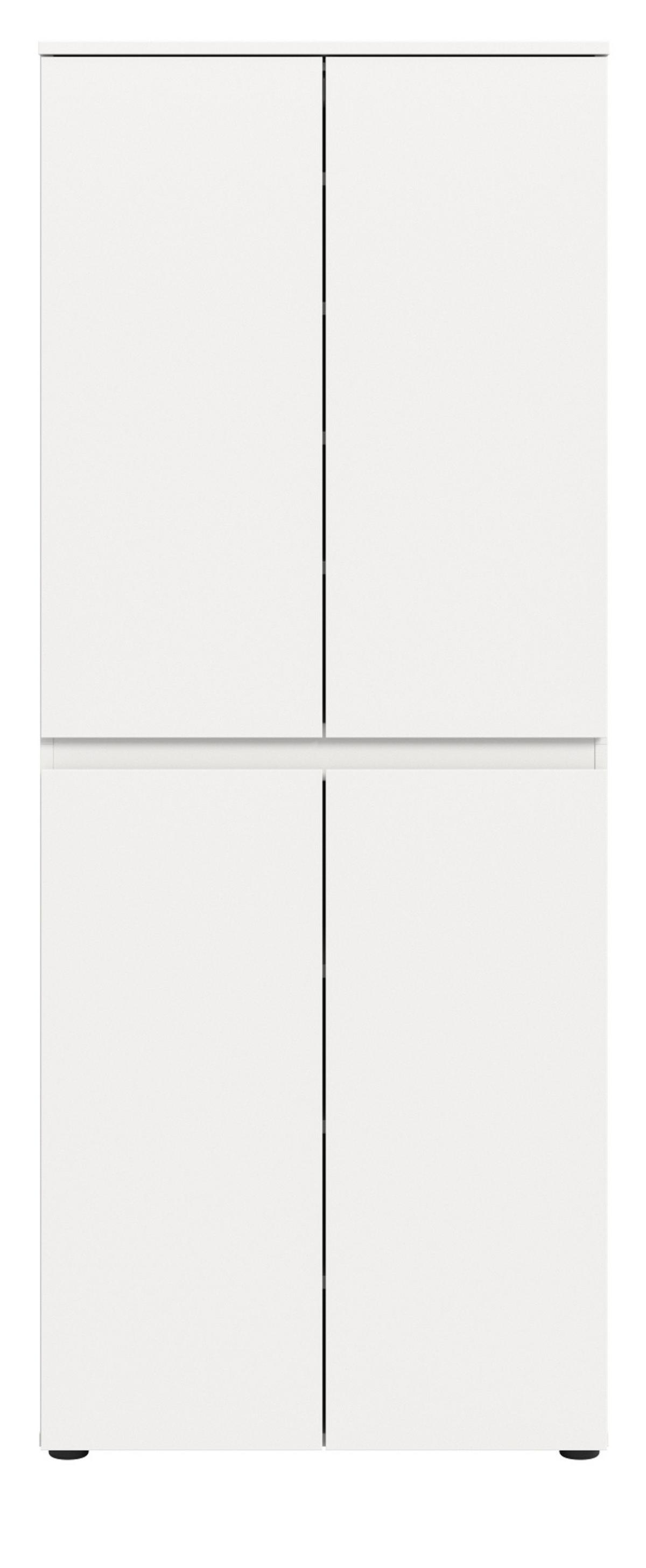 MEHRZWECKSCHRANK weiß 70 x 175 cm, Stauraumschrank 4-türig mit 9 Fächern - Schwarz/Weiß, Holzwerkstoff/Kunststoff (70/175/37cm) - Inn.Furn