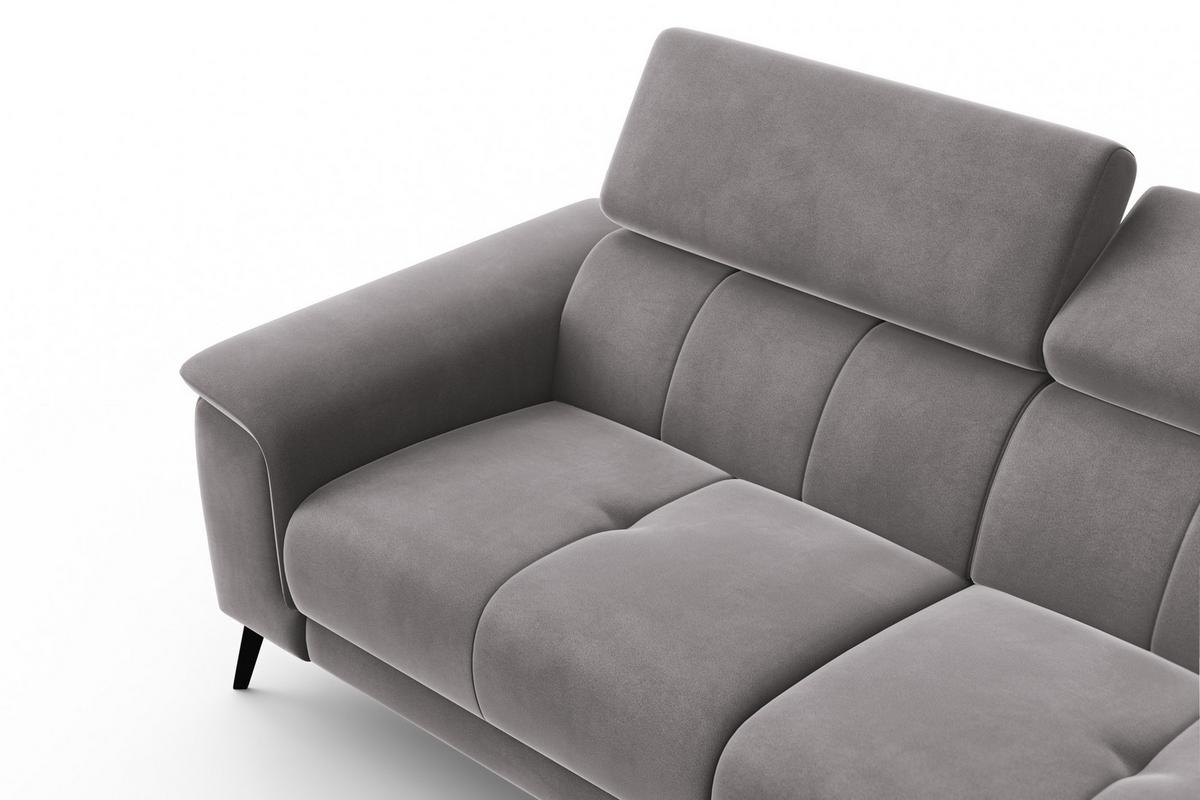SOFA FIERO 3-Sitzer, Dunkelgrauer Veloursstoff - Dunkelgrau/Schwarz, Holz/Textil (212/82/103cm) - Courtois Laville