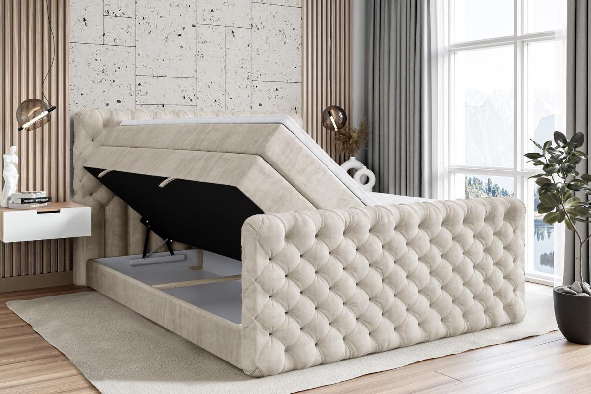 BOXSPRINGBETT BOXI8-Z KING - 180x200 - H3/H4 - Creme - Creme, Holzwerkstoff (180/200cm) - ALTDECOR