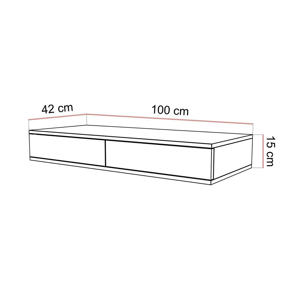 KONSOLE Glamour hängend PUSH OPEN - Kaschmir, Holzwerkstoff (100/15/42cm) - Lookway