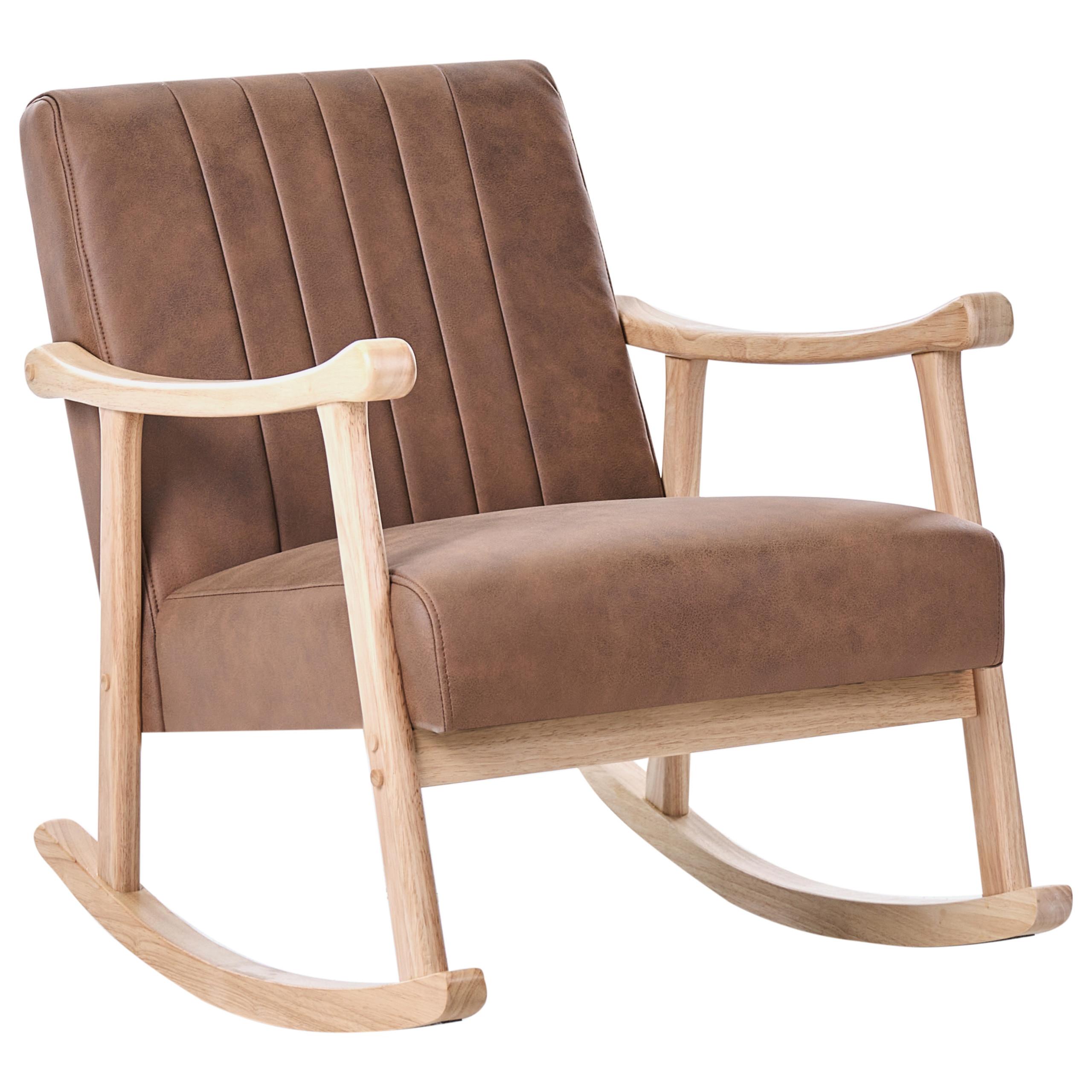 SCHAUKELSESSEL Kunstleder Braun Leknes - Hellbraun, Kunststoff (63/78/96cm) - Beliani