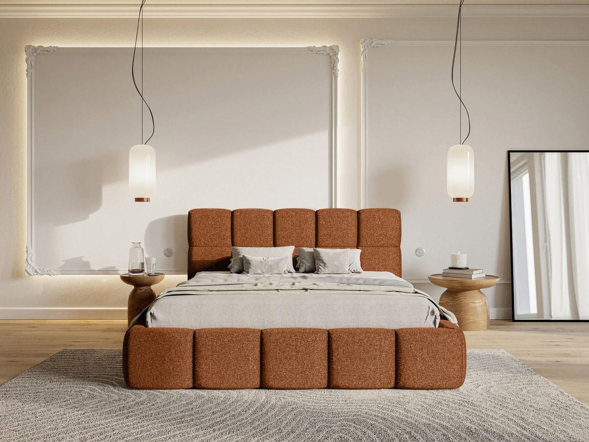 POLSTERBETT Cloudy Kupfer Chenille, 120x200 cm - Schwarz/Kupferfarben, Kunststoff/Textil (120/200cm) - Selsey