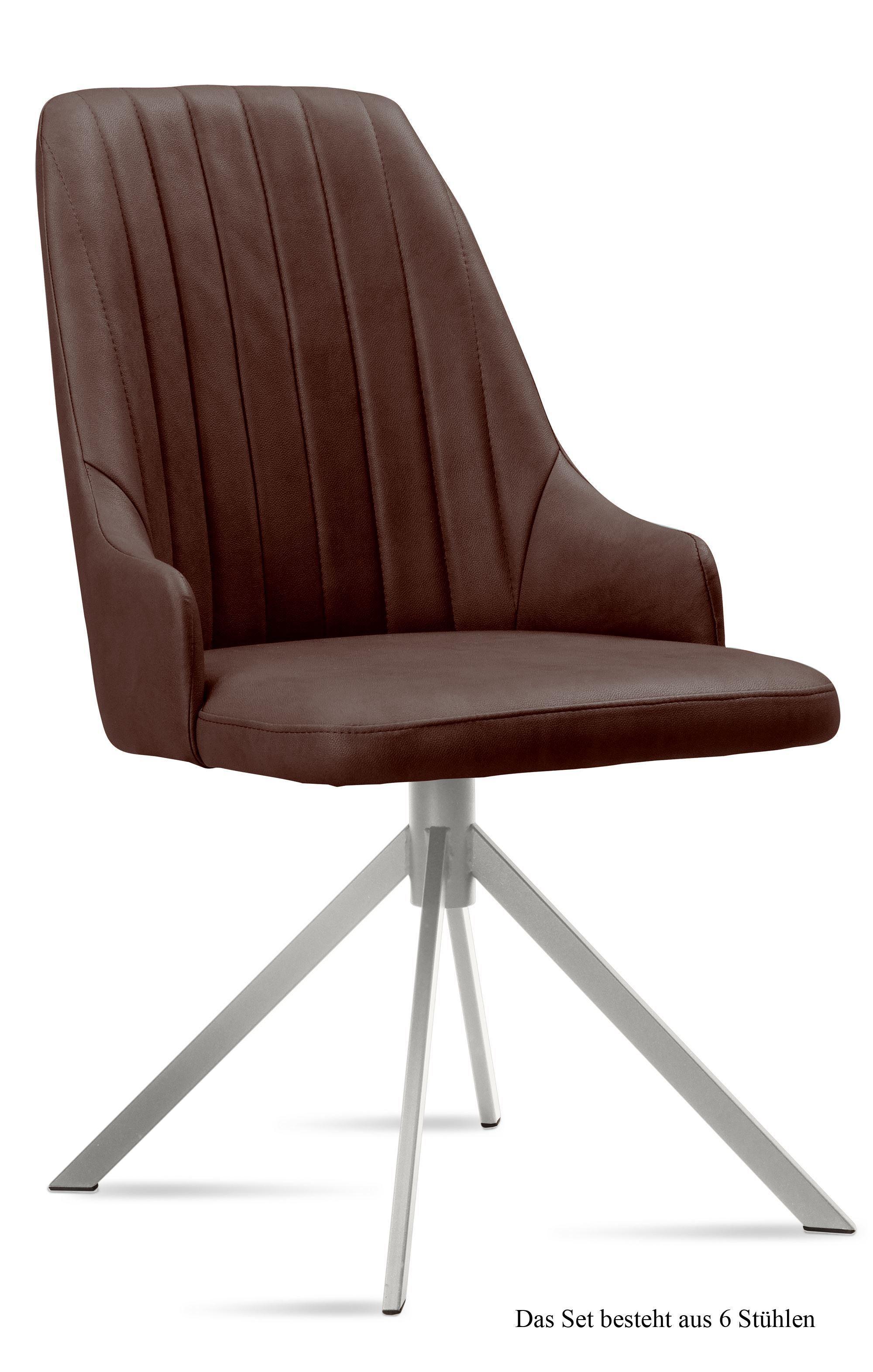 ESSZIMMERSTUHL (6er-Set) Dorrit 52x91x60 Edelstahl/Braun - Edelstahlfarben/Braun, Kunststoff (60/91/52cm) - 58aufmkessel