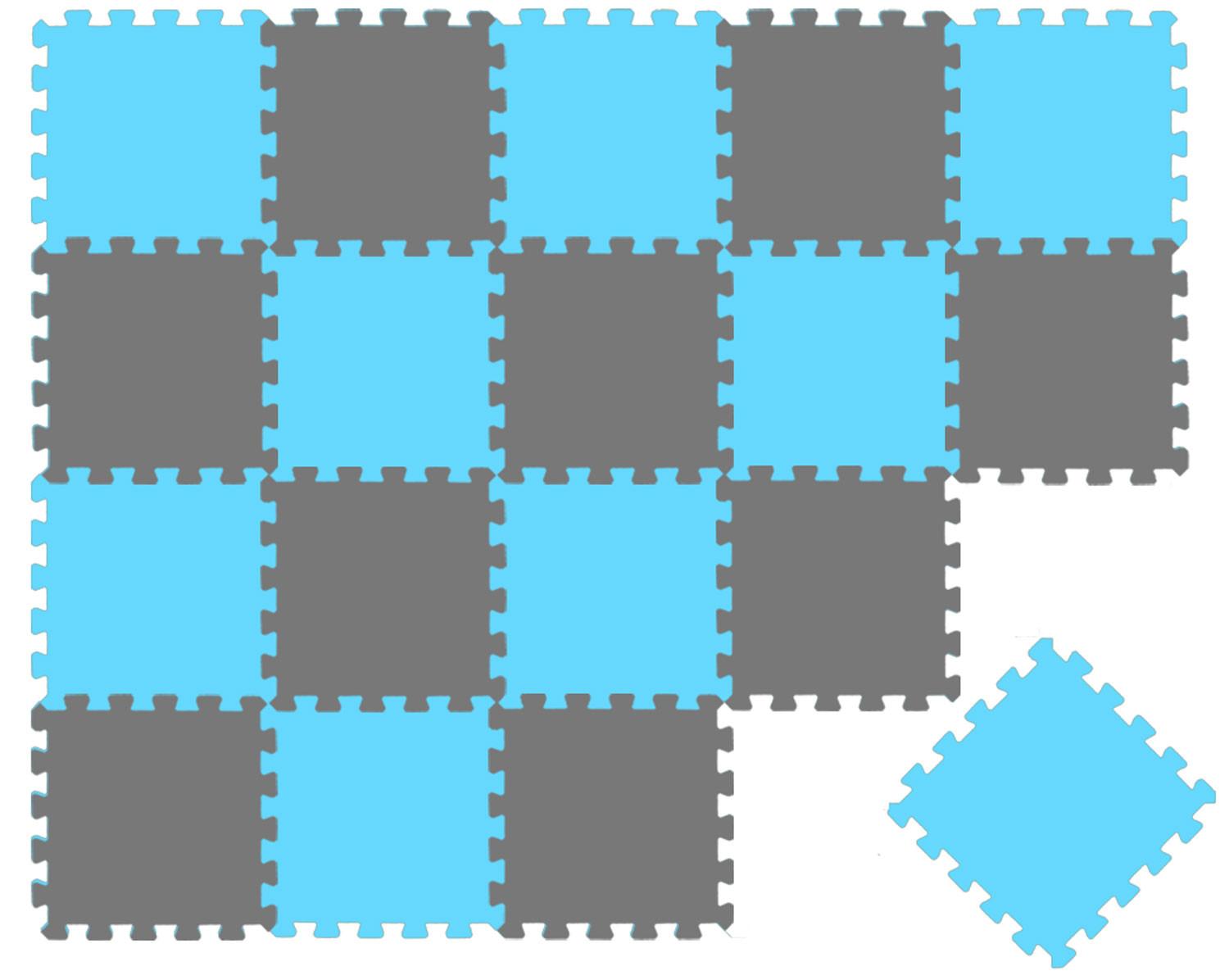 SPIELMATTE ab Null - 180/90/1 cm Puzzlematte Grau - Grau/Hellblau, Kunststoff (30/30cm) - Littletom