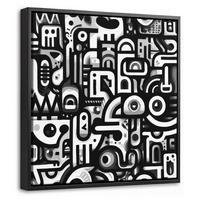 LEINWAND Bilder mit Rahmen - Symbole - Abstrakt - Grafik - Schwarz - 20x20 - Schwarz, Textil (20/20cm) - MuchoWow