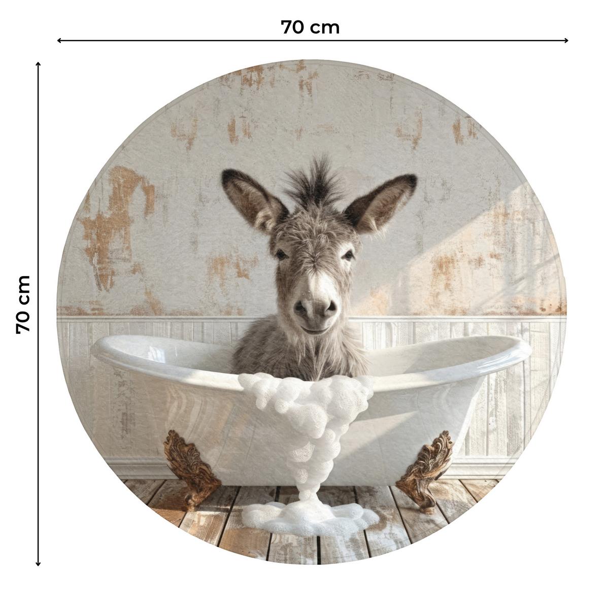WC-VORLEGER Esel - Tiere - Badewanne - Schaumstoff Toilettenteppich 70x70 cm - Creme, Textil (70/1cm) - OnlyWow