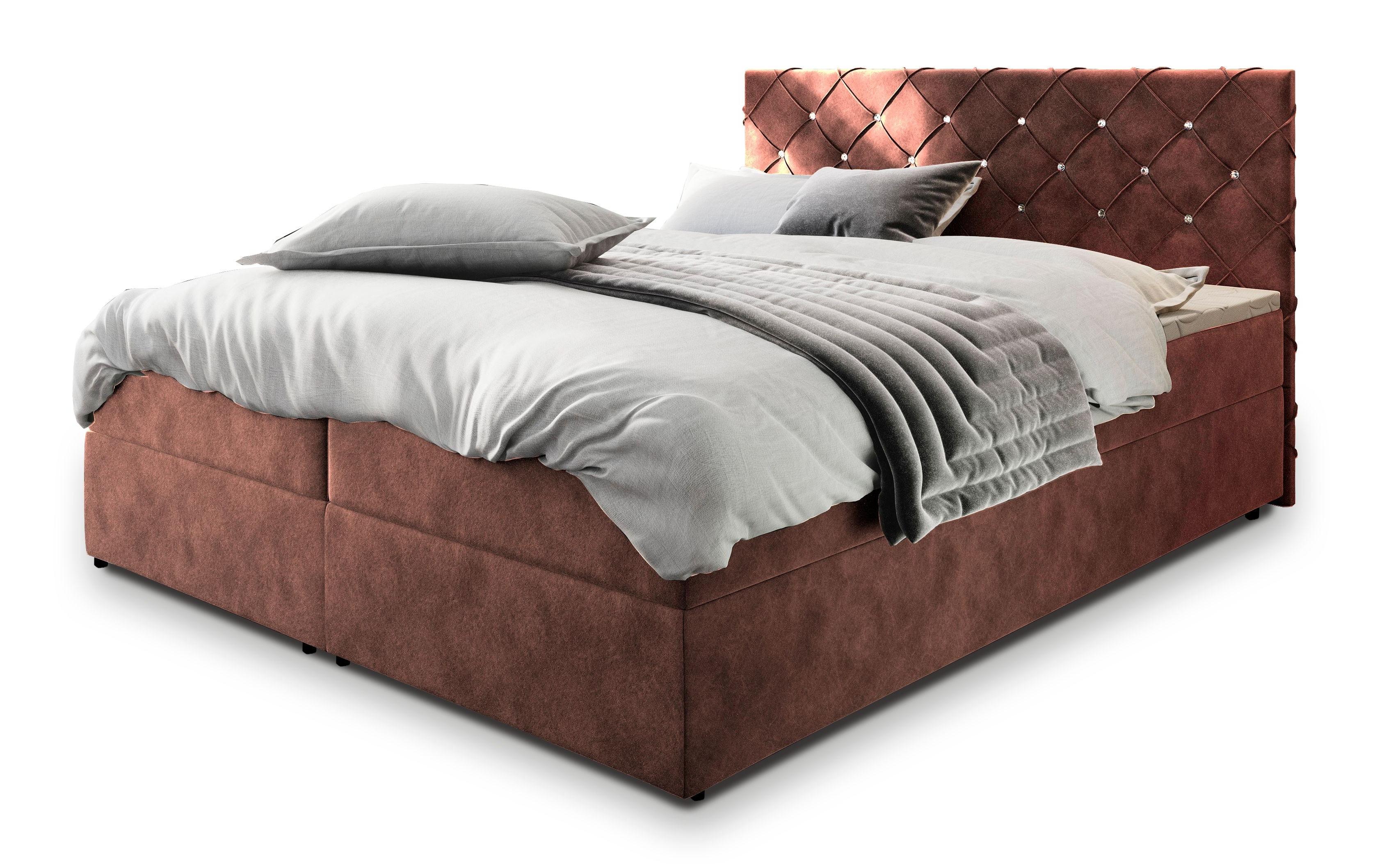 BOXBETT RIVA 140x200 cm mit Matratze und Topper - Rosa - Rosa, Holz (140/200cm) - MASSENO