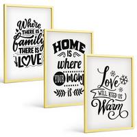 BILDER SET 3er Set - 40x60 cm Goldrahmen - Familie, Liebe, Zuhause, Wärme - Goldfarben, Kunststoff (40/60cm) - TULUP